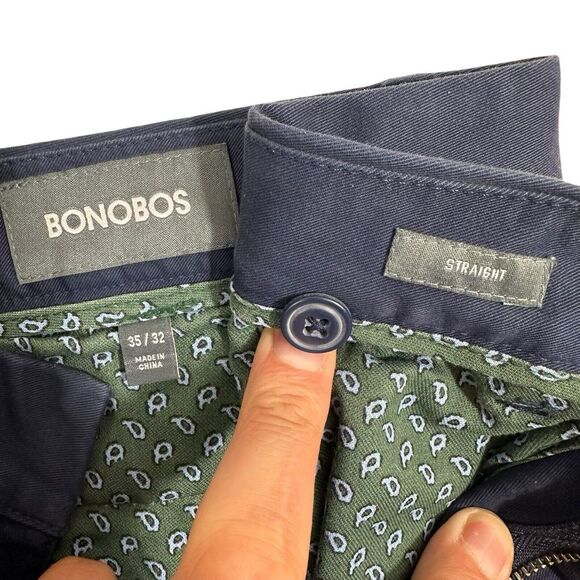 Bonobos Estate Pants Blue Straight Leg Stretch Washed Chinos Size 35 X 32 - Picture 9 of 10